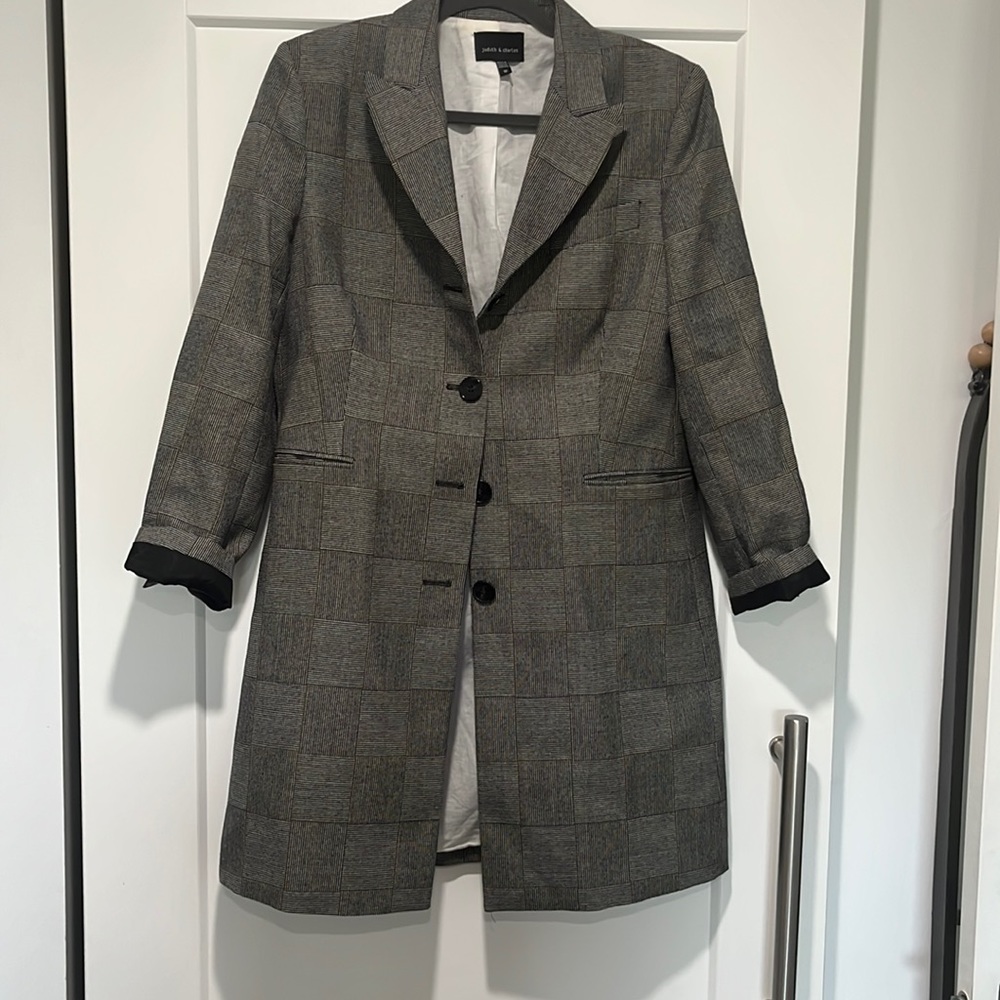 Judith and Charles plaid suit jacket.